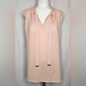 Calvin Klein Blush Pink Sleeveless V-Neck Blouse w Tie Size L‎
